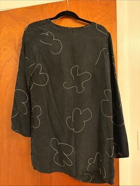 Madewell Black Mini Dress with White Abstract Floral Outline